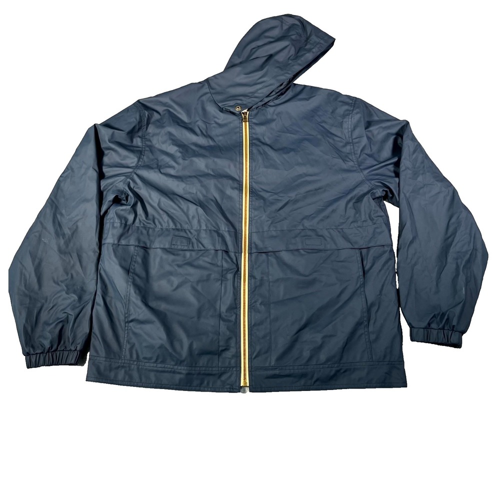 Weatherproof Vintage Windbreaker Jacket Mens 2XL Blue Hooded Full‎ Zip Outdoor